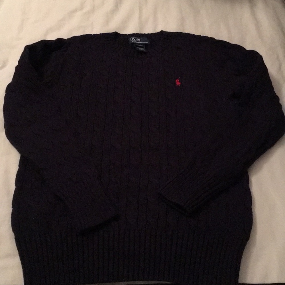 Like new! Boys Navy Cable Polo Sweater.